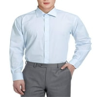 Мъжки редовен годни дълъг ръкав памук райета рокля риза за мъже