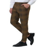 Уникални изгодни Мъжки Каре тънък годни плосък преден бизнес панталони с джобове