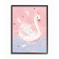 Ступел индустрии принцеса Лебедово езеро момиче детска животните илюстрация рамкирани стена изкуство дизайн