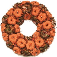 15 есенна реколта декоративни оранжеви и кафяви тъкани царевични листа тикви изкуствен венец-неосветен