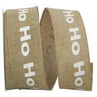 Хартия Коледа естествен Полиестер панделка 'Хо Хо Хо', 10д 2.5 инча, 1 пакет