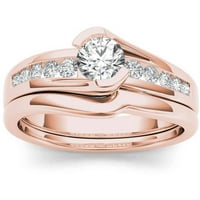Карат Т. в. диамантен байпас 14кт годежен пръстен от розово злато