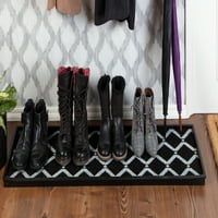 Естествена и рециклирана гумена Поставка за обувки с вложка от черен диамант и слонова кост