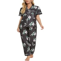Уникални изгодни Дамски флорални Бутон надолу пижама комплект спално облекло Комплекти