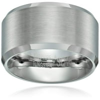 Мъжки сапфир волфрам с диамант довършителни широк Сребърен пръстен, Размер 9.5
