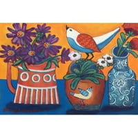 Мармонт хил оранжеви и сини Вази живопис печат върху платно