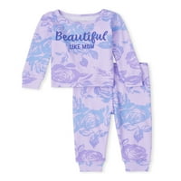 Детски кът бебе и малко дете момичета Дълъг ръкав и дълъг панталон плътно прилепнали памучна пижама, новородено-6т