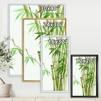 Дизайнарт' детайл от тъмнозелен бамбук и листа ' традиционна рамка платно за стена арт принт