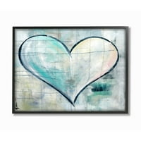 Ступел индустрии графити текстура сърце Синьо бяло Живопис рамкирани стена изкуство от Ками Лърнър, 11 14