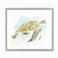 Ступел индустрии морска костенурка океан плаж животински акварел живопис сива рамка стена изкуство, 14, от