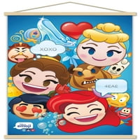 Емотикони на Дисни-плакат за стена на Дисни принцеса с дървена магнитна рамка, 22.375 34