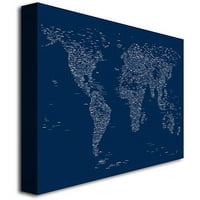 Изкуство за търговска марка шрифтова карта на света платно изкуство от Майкъл Томпсет