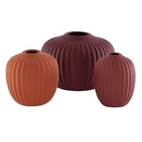 Джаки солидна керамична ваза, комплект от 3, амарант Тъмно оранжев оранжев