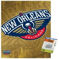 Ню Орлиънс Пеликани-лого плакат за стена с пуш щифтове, 14.725 22.375