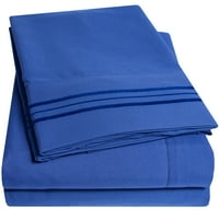 Серия дълбок джоб спалня легло лист комплект РВ Куин-Кралско синьо