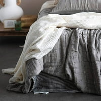 Креативен Кооп Памук вафла тъкат легло покритие с зашити ЦАР Шамс, ЦАР, бяло и сиво, комплект от 3