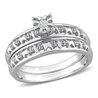 Дамски диамантен акцент Миабела Сребърен сватбен пръстен комплект
