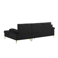 96.5 Г-образен секционен диван, модерен тапициран кадифен секционен диван, с Лява страна с възглавници за