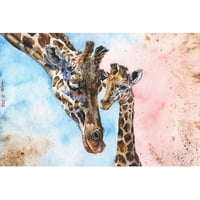 Семейство жирафи живопис печат върху увито платно