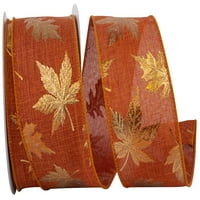 Хартиена Есенна ленена лента, медно червено метално листо, лента, 2.5 в 10д, 1 пакет