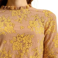 Уникални изгодни Дамски флорални дантела Виждам През Блуза Цвят блок
