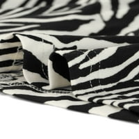 Уникални изгодни Дамски шал яка отворен фронт Дълги ръкави плета зебра печат жилетка