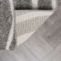 Съвременна площ килим шаг дебела ивица сив, крем вътрешен квадрат лесен за почистване