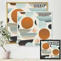 Дизайнарт 'ретро форми с абстрактни луни и слънца' модерна рамка платно за стена арт принт