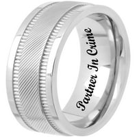 Мъжки неръждаема стомана оребрена спирала пръстен пръстен-гравиран партньор в престъпление пръстен