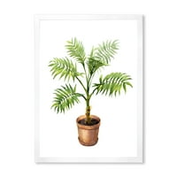 Дизайнарт' Палмово Растение В Глинена Саксия ' Традиционна Рамка Арт Принт