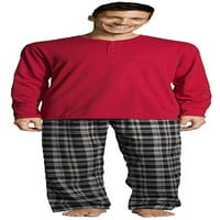 Ханес Мъжки пижами Екосмарт карирани панталони сън комплект супер удобни пижами, 41326-голям