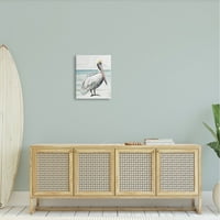 Ступел индустрии Рустик Пеликан птица плаж бреговата линия портрет графика галерия увити платно печат стена изкуство, дизайн от Патриша Пинто