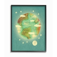 Детската стая от Ступел Земята е дом светеща планета синя луна и звезди илюстрация