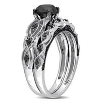 Женският 1-каратов пръстен на Миабела Т. в. черен диамант безкрайност в 10 карата Бяло Злато