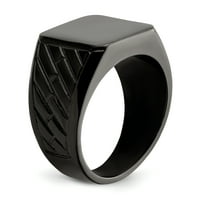 Първична стомана неръждаема стомана черно покритие тухла дизайн печат пръстен