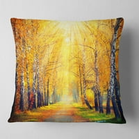 Дизайнарт жълти есенни дървета в Сънрей - пейзажна печатна възглавница за хвърляне-18х18