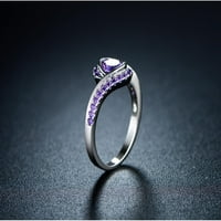 Пурпурен 18КТ бял златен байпас пръстен