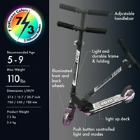 Неонов спектър деца ритник скутер със светодиодни светлинни ефекти, Регулируеми кормило, 5 + години, Многоцветни