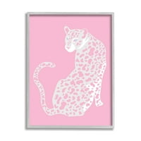 Ступел индустрии розов модерен леопард Гепард портрет пиърсинг поглед графично изкуство сива рамка изкуство печат стена изкуство, дизайн от бреза и мастило